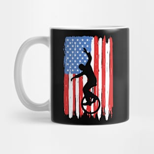 American Flag Unicycling Graphic Mug